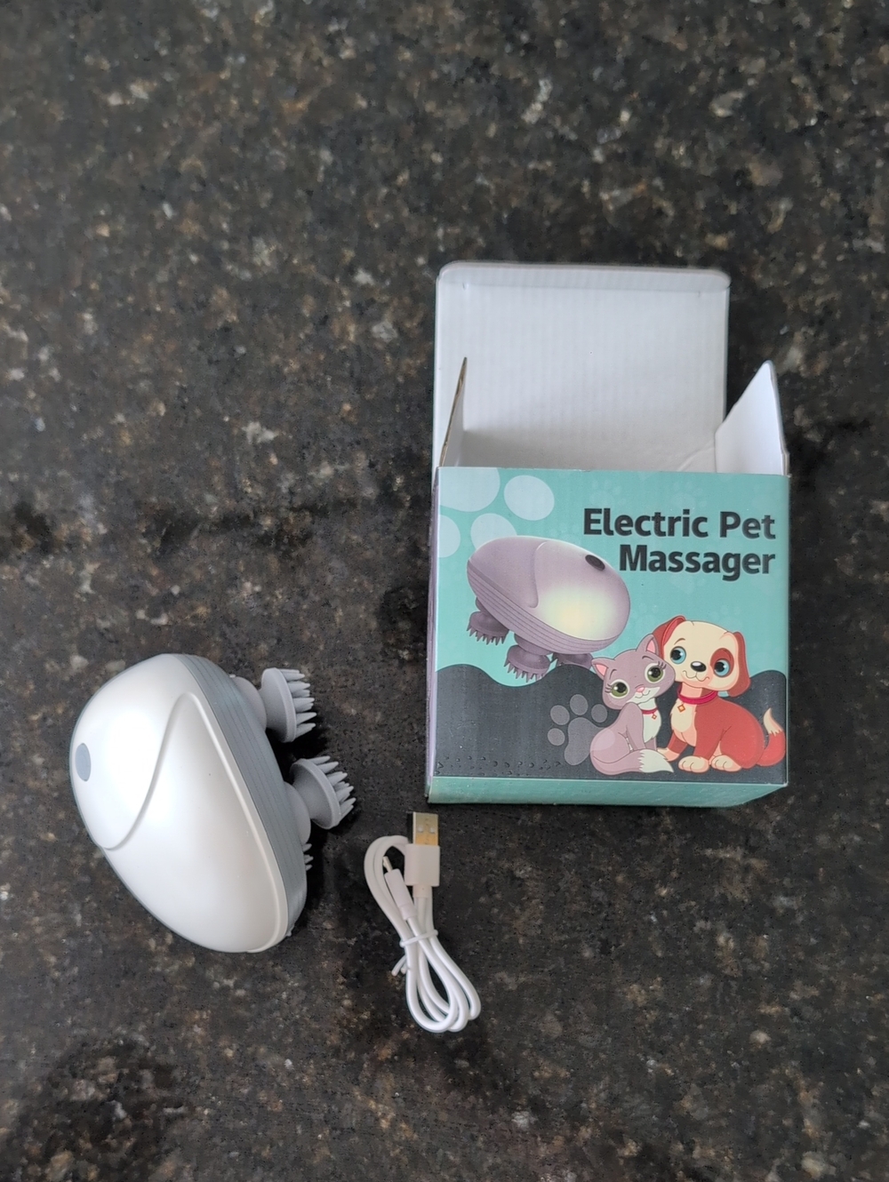 Electric Pet Massager - White - Gentle Grooming for Small Pets